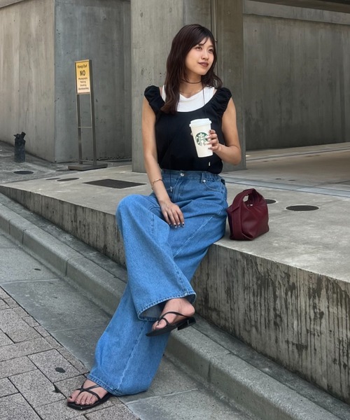 CIAOPANIC TYPY(チャオパニックティピー)の「【全骨格が美脚?!】ウエストベルトパンツ(デニムパンツ・レディース・ブラック/インディゴブルー/キャメル・MEDIUM/LARGE/X-LARGE/X-SMALL/SMALL)」の7枚目の写真