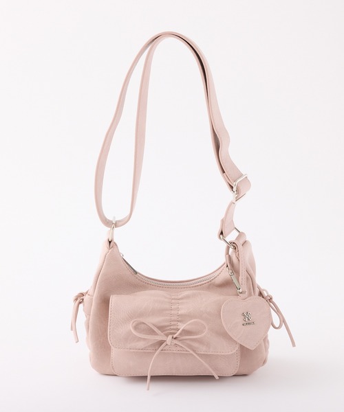 one after another NICE CLAUP(ワンアフターアナザーナイスクラップ)の「ハートミラーチャーム付きドロストバッグ(ショルダーバッグ・レディース・アイボリー/ブラウン/ピンク/ブラック・FREE)」の4枚目の写真