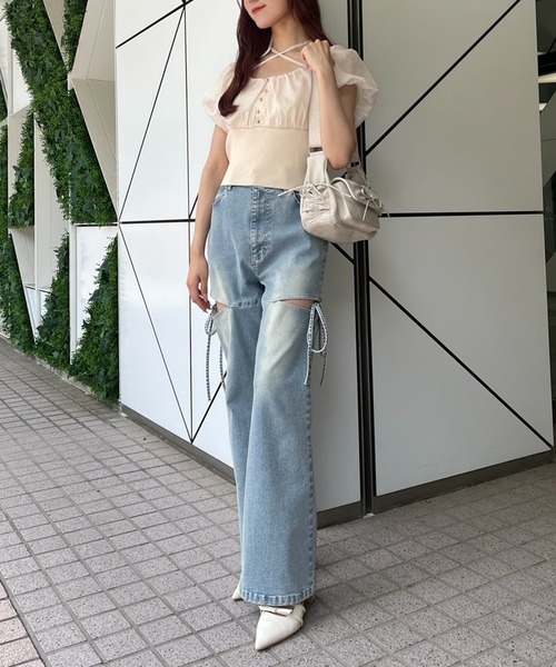 one after another NICE CLAUP(ワンアフターアナザーナイスクラップ)の「ハートミラーチャーム付きドロストバッグ(ショルダーバッグ・レディース・アイボリー/ブラウン/ピンク/ブラック・FREE)」の7枚目の写真