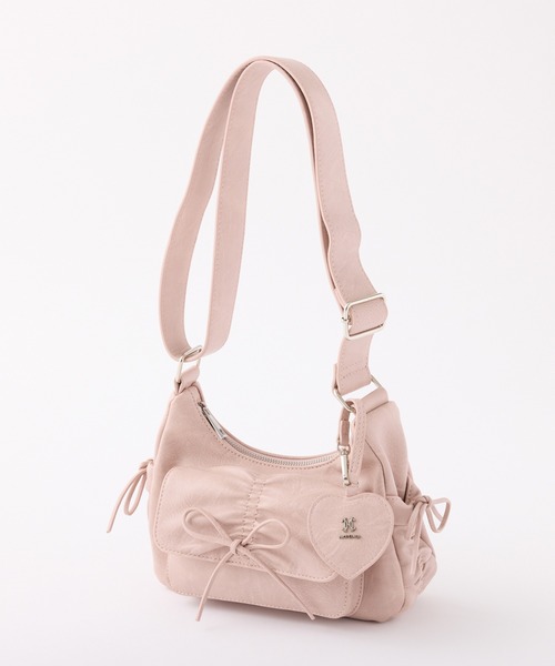 one after another NICE CLAUP(ワンアフターアナザーナイスクラップ)の「ハートミラーチャーム付きドロストバッグ(ショルダーバッグ・レディース・アイボリー/ブラウン/ピンク/ブラック・FREE)」の9枚目の写真