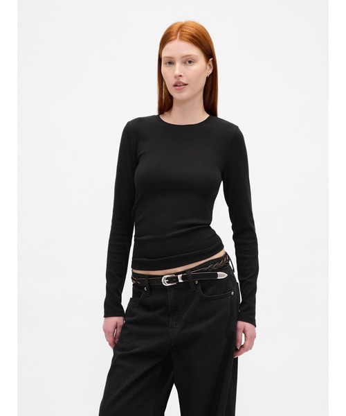 GAP（ギャップ）の「モダン クルーネックTシャツ（Tシャツ/カットソー・レディース・ブラック/ホワイト/ブラウン/ネイビー/ライトグレー・XS/S/M/L/XL/XXS）」の3枚目の写真