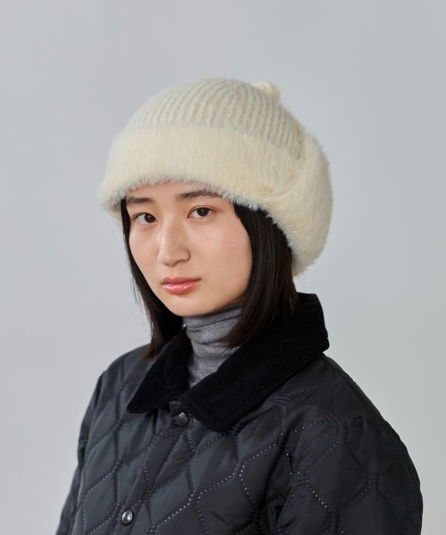 OVERRIDE（オーバーライド）の「OVERRIDE  REP MIX MINK KNIT GUIDE SG / オーバーライド（ニットキャップ/ビーニー・レディース・ブラック/ブルー/ライトベージュ・57~59cm）」の8枚目の写真