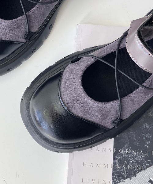 AS KNOW AS plus（アズノゥアズプラス）の「クロスストラップ メリージェーンローファー（ローファー・レディース・グレー/ブラック・L/M）」の7枚目の写真