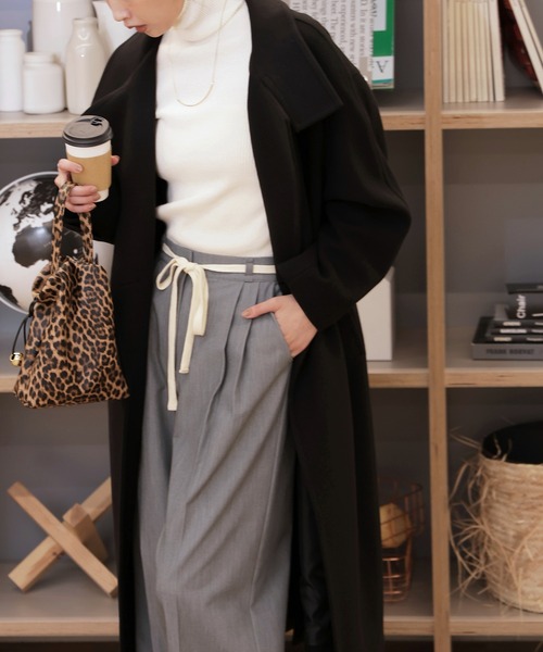 FREE'S MART（フリーズマート）の「◆[累計販売5000枚！選べる4色]【3サイズ展開XS-M】スタンドカラーメルトンロングコート【低身長サイズ有】【動画有】（ステンカラーコート・レディース・モカ/オフホワイト/グレー/ブラック・X-SMALL/SMALL/MEDIUM）」の13枚目の写真