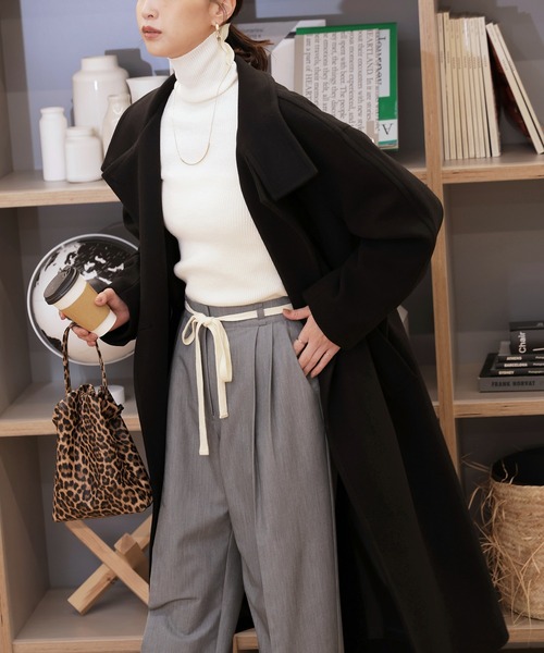 FREE'S MART（フリーズマート）の「◆[累計販売5000枚！選べる4色]【3サイズ展開XS-M】スタンドカラーメルトンロングコート【低身長サイズ有】【動画有】（ステンカラーコート・レディース・モカ/オフホワイト/グレー/ブラック・X-SMALL/SMALL/MEDIUM）」の14枚目の写真