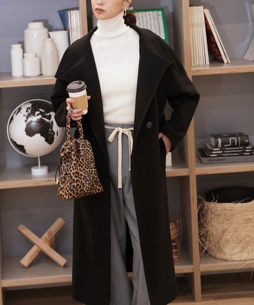 FREE'S MART（フリーズマート）の「◆[累計販売5000枚！選べる4色]【3サイズ展開XS-M】スタンドカラーメルトンロングコート【低身長サイズ有】【動画有】（ステンカラーコート・レディース・モカ/オフホワイト/グレー/ブラック・X-SMALL/SMALL/MEDIUM）」の15枚目の写真