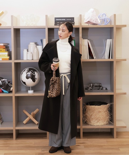 FREE'S MART（フリーズマート）の「◆[累計販売5000枚！選べる4色]【3サイズ展開XS-M】スタンドカラーメルトンロングコート【低身長サイズ有】【動画有】（ステンカラーコート・レディース・モカ/オフホワイト/グレー/ブラック・X-SMALL/SMALL/MEDIUM）」の18枚目の写真