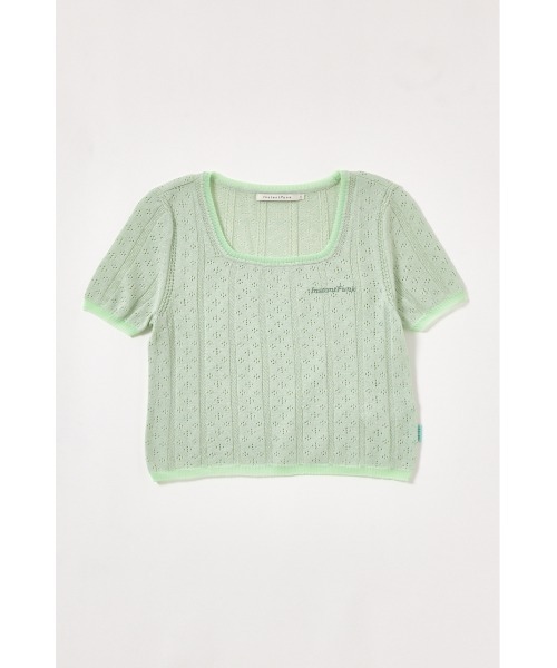 【INSTANTFUNK】エンブロイダリー ショートスリーブ ニットトップ