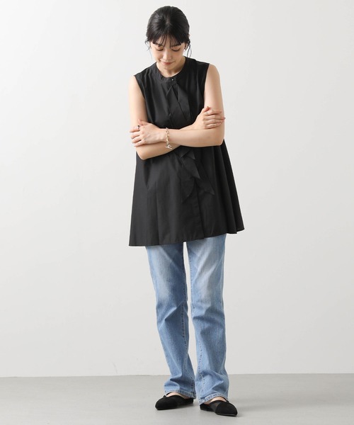 Torrazzo Donna（トラッゾドンナ）の「フロントリボンＡラインフレアチュニック（シャツ/ブラウス・レディース・オフホワイト/ブラック・FREE）」の14枚目の写真