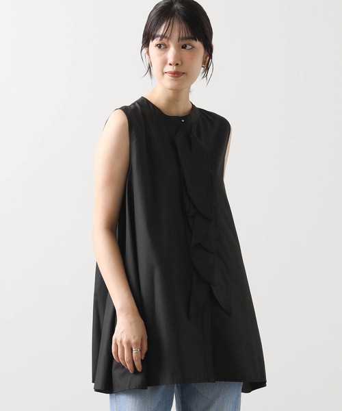 Torrazzo Donna（トラッゾドンナ）の「フロントリボンＡラインフレアチュニック（シャツ/ブラウス・レディース・オフホワイト/ブラック・FREE）」の15枚目の写真