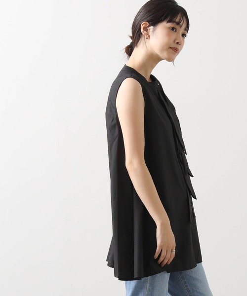 Torrazzo Donna（トラッゾドンナ）の「フロントリボンＡラインフレアチュニック（シャツ/ブラウス・レディース・オフホワイト/ブラック・FREE）」の16枚目の写真