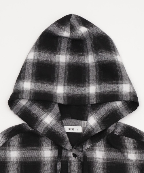 WEGO（ウィゴー）の「WEGO/チェックフードBIGネルシャツ（シャツ/ブラウス・レディース・ピンク/ブラック/ワイン/ネイビー・FREE）」の11枚目の写真