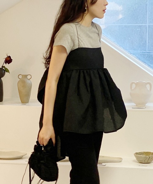 リルリリー　リボンビスチェ　キャミソール　ブラック lilLilly（リルリリー）の「サイドリボンリブビスチェ（その他