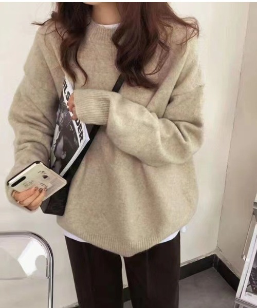 cammie(キャミー)の「ゆったり杢ニットプルオーバー(ニット/セーター・レディース・イエロー/ベージュ/モカ/ダークグレー・FREE)」の14枚目の写真