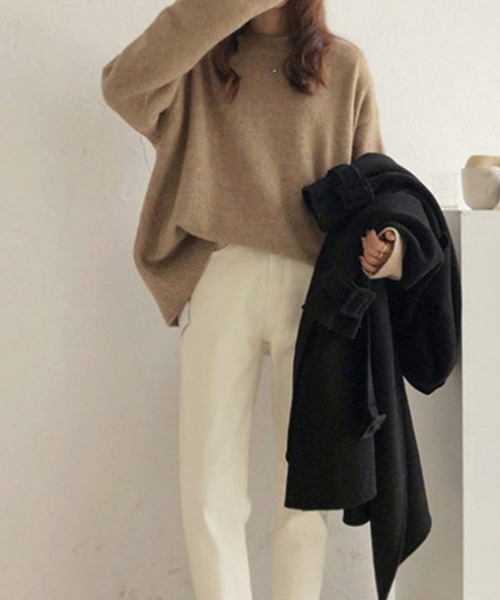 cammie(キャミー)の「ゆったり杢ニットプルオーバー(ニット/セーター・レディース・イエロー/ベージュ/モカ/ダークグレー・FREE)」の12枚目の写真