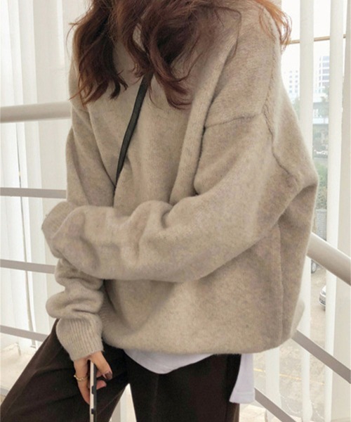 cammie(キャミー)の「ゆったり杢ニットプルオーバー(ニット/セーター・レディース・イエロー/ベージュ/モカ/ダークグレー・FREE)」の16枚目の写真