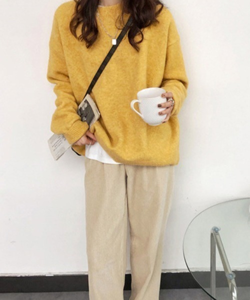 cammie(キャミー)の「ゆったり杢ニットプルオーバー(ニット/セーター・レディース・イエロー/ベージュ/モカ/ダークグレー・FREE)」の18枚目の写真