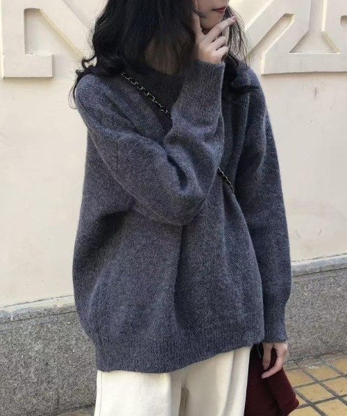 cammie(キャミー)の「ゆったり杢ニットプルオーバー(ニット/セーター・レディース・イエロー/ベージュ/モカ/ダークグレー・FREE)」の5枚目の写真