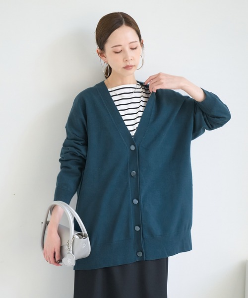 ROPE' PICNIC（ロペピクニック）の「Vネックフォルムカーディガン（カーディガン/ボレロ・レディース・ブラック/ブラウン/モスグリーン/キナリ・FREE）」の21枚目の写真