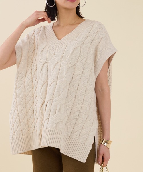 marmors（マルモア）の「【marmors】cable knit vest（ニット/セーター・レディース・オートミール/ブラウン/チャコールグレー・36）」の3枚目の写真