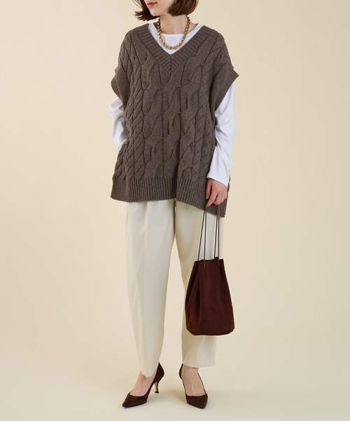 marmors（マルモア）の「【marmors】cable knit vest（ニット/セーター・レディース・オートミール/ブラウン/チャコールグレー・36）」の10枚目の写真