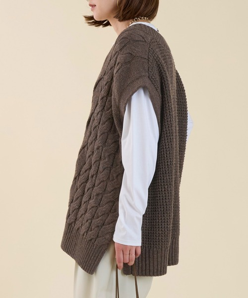 marmors（マルモア）の「【marmors】cable knit vest（ニット/セーター・レディース・オートミール/ブラウン/チャコールグレー・36）」の12枚目の写真