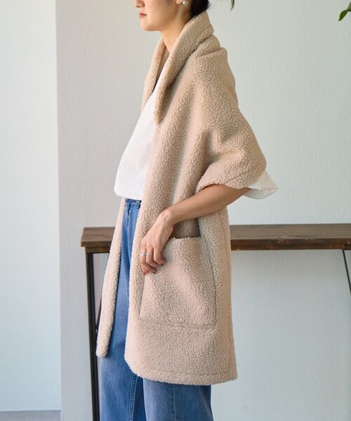 BEARDSLEY(ビアズリー)の「ムートンストール(ストール/ショール・レディース・アイボリー/ブラウン・FREE)」の8枚目の写真