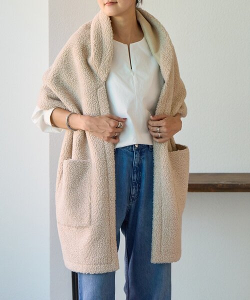 BEARDSLEY(ビアズリー)の「ムートンストール(ストール/ショール・レディース・アイボリー/ブラウン・FREE)」の10枚目の写真