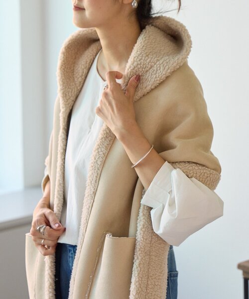 BEARDSLEY(ビアズリー)の「ムートンストール(ストール/ショール・レディース・アイボリー/ブラウン・FREE)」の19枚目の写真