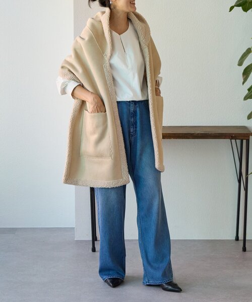 BEARDSLEY(ビアズリー)の「ムートンストール(ストール/ショール・レディース・アイボリー/ブラウン・FREE)」の22枚目の写真