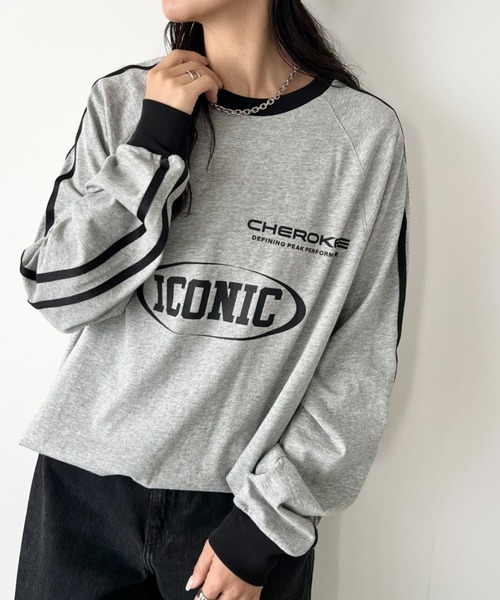 JEEP(ジープ)の「【日本未発売/WEB限定】JEEP(ジープ)/サイドライン 配色 ロンT ロングスリーブTシャツ/CHEROKEE Long T-shirt(Tシャツ/カットソー・レディース・ホワイト/グレー/ブラック・S/M/L/XL)」の2枚目の写真