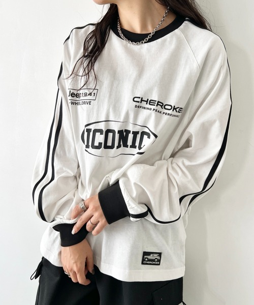 JEEP(ジープ)の「【日本未発売/WEB限定】JEEP(ジープ)/サイドライン 配色 ロンT ロングスリーブTシャツ/CHEROKEE Long T-shirt(Tシャツ/カットソー・レディース・ホワイト/グレー/ブラック・S/M/L/XL)」の3枚目の写真