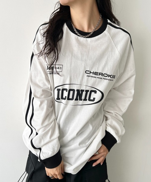 JEEP(ジープ)の「【日本未発売/WEB限定】JEEP(ジープ)/サイドライン 配色 ロンT ロングスリーブTシャツ/CHEROKEE Long T-shirt(Tシャツ/カットソー・レディース・ホワイト/グレー/ブラック・S/M/L/XL)」の6枚目の写真