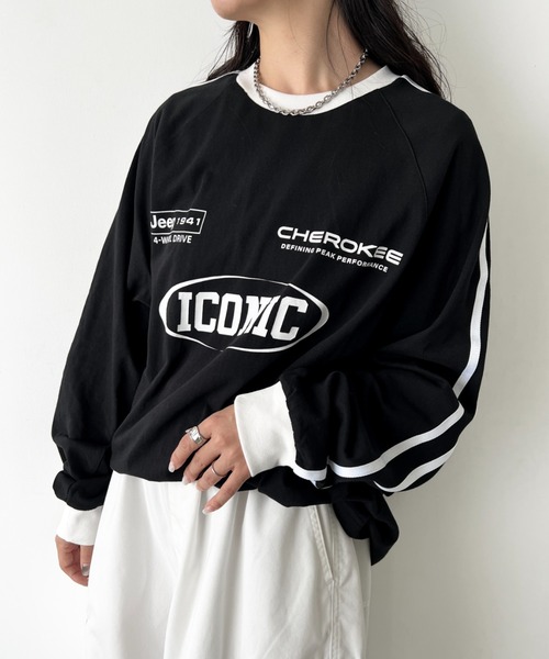 JEEP(ジープ)の「【日本未発売/WEB限定】JEEP(ジープ)/サイドライン 配色 ロンT ロングスリーブTシャツ/CHEROKEE Long T-shirt(Tシャツ/カットソー・レディース・ホワイト/グレー/ブラック・S/M/L/XL)」の4枚目の写真