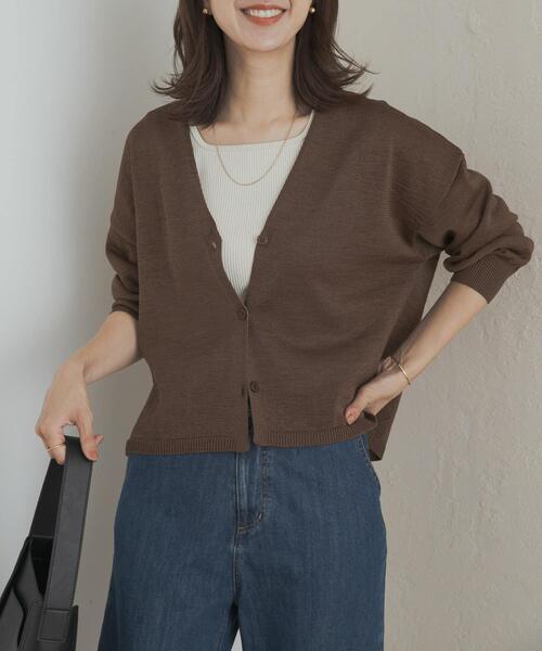URBAN RESEARCH DOORS（アーバンリサーチドアーズ）の「ウォッシャブルドライニットカーディガン（カーディガン/ボレロ・レディース・ブラウン/グレー/ブラック・MEDIUM）」の3枚目の写真