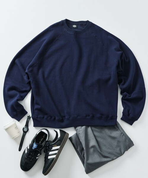 FREAK'S STORE（フリークスストア）の「限定展開 12oz ヘビーウェイト ビッグシルエット ラグランスリーブ クルーネックスウェット（スウェット・メンズ・ブラック/ネイビー/アッシュグレー/スミクロ/杢グレー・SMALL/MEDIUM/LARGE）」の9枚目の写真