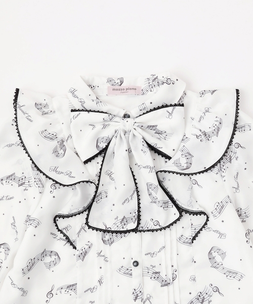 mezzo piano Junior(メゾピアノジュニア)の「ボウタイつき音符柄フリルブラウス♪(シャツ/ブラウス・キッズ・オフホワイト・M:150cm/S:140cm/L:160cm)」の3枚目の写真