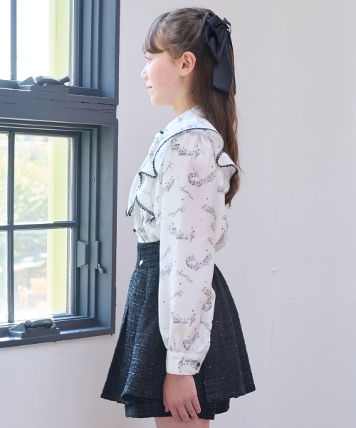 ボウタイつき音符柄フリルブラウス♪（シャツ/ブラウス）｜mezzo piano