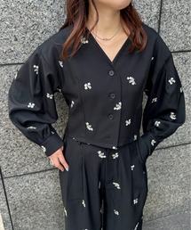 PILIT | 【セットアップ可】刺繍クロップドシャツ(シャツ/ブラウス)