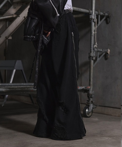 ERAR（エラー）の「【ERAR】ハイダメージサイドジップデザインワイドフレアデニムパンツ（デニムパンツ・メンズ・ブラック・M/S/XL/L）」の13枚目の写真