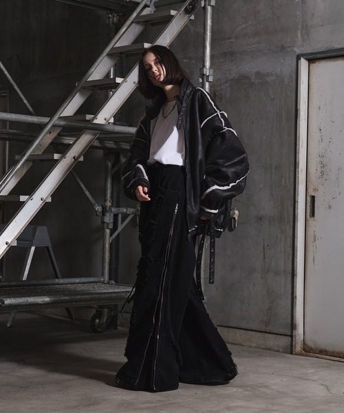 ERAR（エラー）の「【ERAR】ハイダメージサイドジップデザインワイドフレアデニムパンツ（デニムパンツ・メンズ・ブラック・M/S/XL/L）」の16枚目の写真