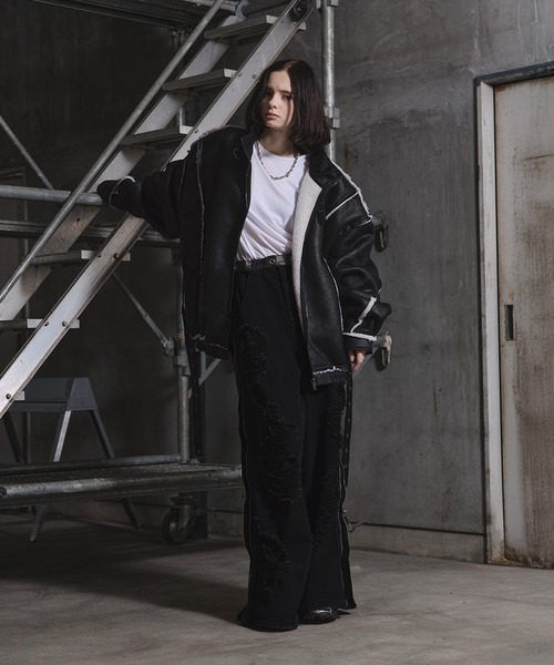 ERAR（エラー）の「【ERAR】ハイダメージサイドジップデザインワイドフレアデニムパンツ（デニムパンツ・メンズ・ブラック・M/S/XL/L）」の18枚目の写真