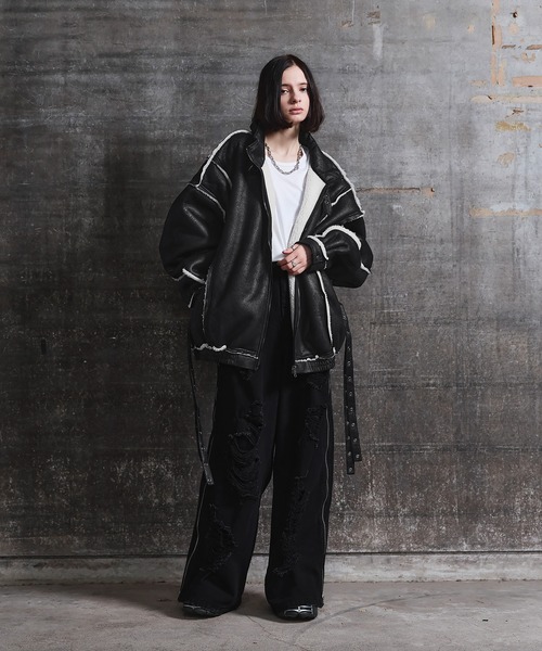 ERAR（エラー）の「【ERAR】ハイダメージサイドジップデザインワイドフレアデニムパンツ（デニムパンツ・メンズ・ブラック・M/S/XL/L）」の21枚目の写真