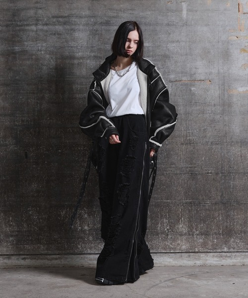 ERAR（エラー）の「【ERAR】ハイダメージサイドジップデザインワイドフレアデニムパンツ（デニムパンツ・メンズ・ブラック・M/S/XL/L）」の22枚目の写真