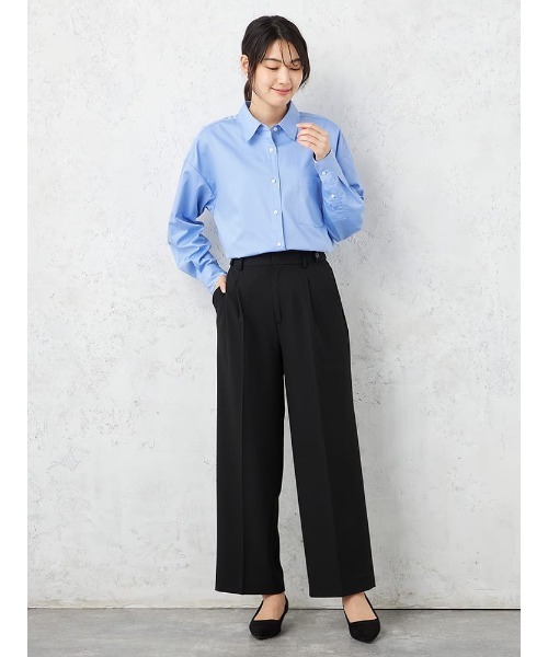 HARUYAMA(ハルヤマ)の「【WALKPLUS】 T/Rトロサイドタブワイドパンツ ウォッシャブル 通年(スラックス・レディース・ライトグレー/ブラウン/ブラック/チャコールグレー・L/M/S/LL)」の12枚目の写真