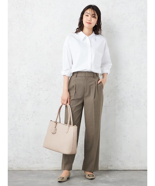 HARUYAMA(ハルヤマ)の「【WALKPLUS】 T/Rトロサイドタブワイドパンツ ウォッシャブル 通年(スラックス・レディース・ライトグレー/ブラウン/ブラック/チャコールグレー・L/M/S/LL)」の19枚目の写真