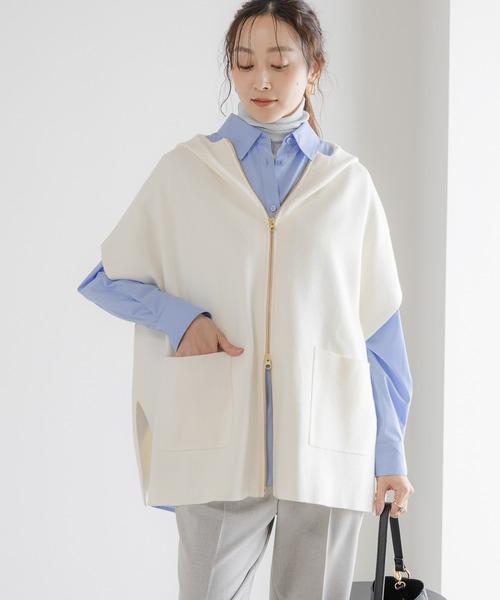 Elura（エルーラ）の「もっちりモイストフードジレ/582762（ベスト・レディース・ブラウン/ホワイト/ブラック・FREE）」の2枚目の写真