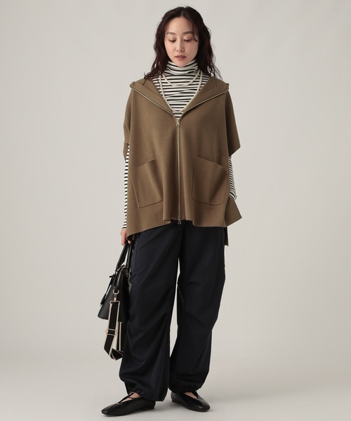 Elura（エルーラ）の「もっちりモイストフードジレ/582762（ベスト・レディース・ブラウン/ホワイト/ブラック・FREE）」の12枚目の写真