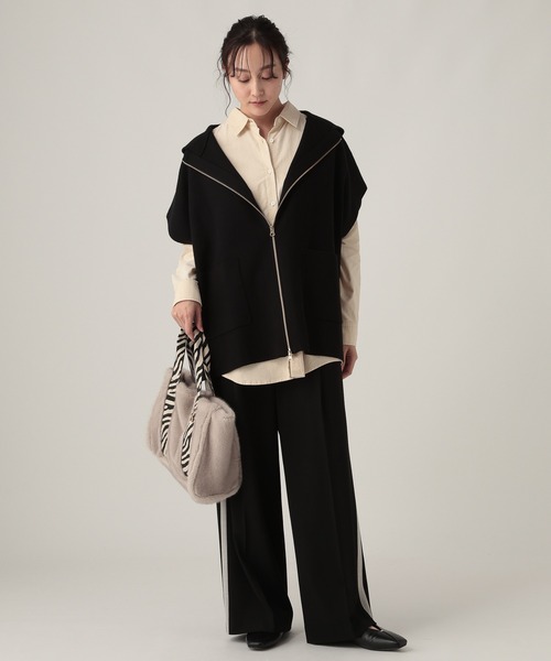 Elura（エルーラ）の「もっちりモイストフードジレ/582762（ベスト・レディース・ブラウン/ホワイト/ブラック・FREE）」の9枚目の写真