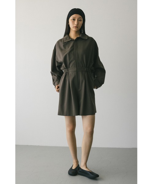 STYLEMIXER（スタイルミキサー）の「スタンドネックショートロンパース（つなぎ/オールインワン・レディース・ブラウン/ブラック・SMALL/MEDIUM）」の3枚目の写真